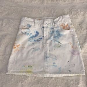 GIRLS TIE DYE WHITE DENIM SKIRT